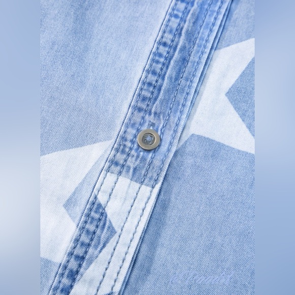 POODIT Super cute button front star dress S M XL - Picture 5 of 9